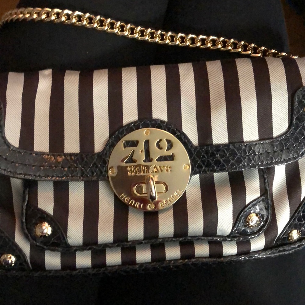 Gorgeous black and gray striped clutch